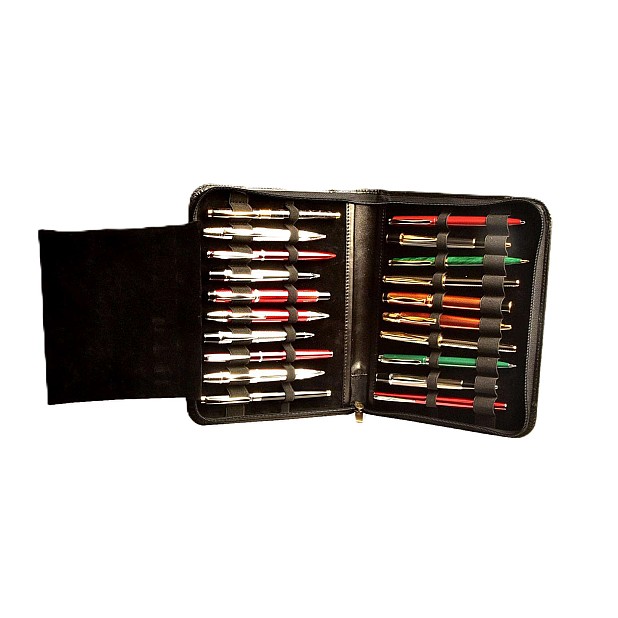 Aston Leather Black Collector's Zippered Pen Pouch (Twentyfold)
