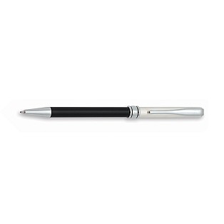 Aurora Magellano Solid Sterling Silver Linear Guilloche and Black Ballpoint