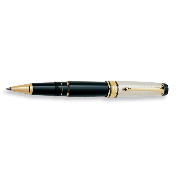 Aurora Optima Grana di Riso Black and Sterling Silver GT Rollerball