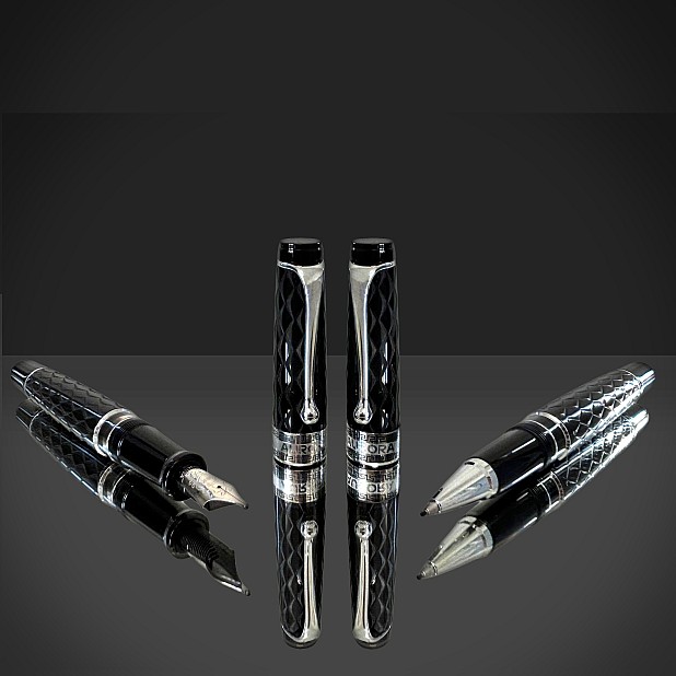 Aurora Optima Rombo Guilloché Black CT Kugelschreiber
