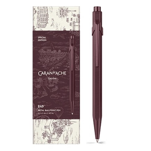 Caneta esferográfica Caran d'Ache 849 Toile de Jouy Borgonha