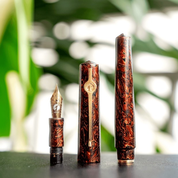 ConCoPens Vietnamese Lacquer Golden Brown Fountain Pen
