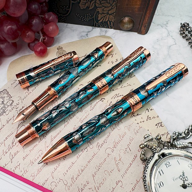 Conklin Endura Deco Crest Demo Blue Rose Gold Pióro kulkowe