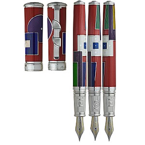 David Oscarson 15th Anniversary American Art Deco Red ST Pluma estilográfica