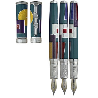 David Oscarson 15th Anniversary American Art Deco Teal ST Pluma estilográfica