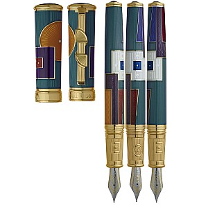 David Oscarson 15th Anniversary American Art Deco Teal GT Pluma estilográfica