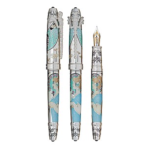 David Oscarson 25th Silver Anniversary Aquamarine Stylo Plume