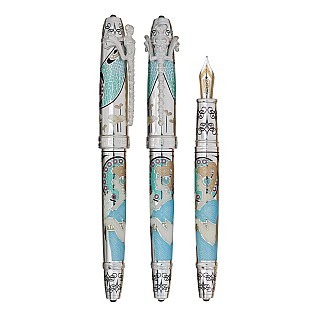 David Oscarson 25th Silver Anniversary Aquamarine Pluma estilográfica