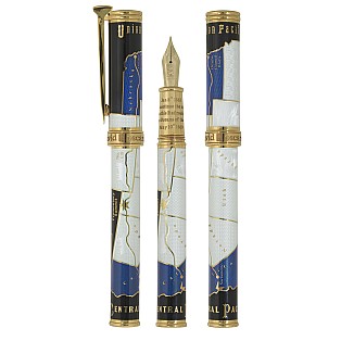 David Oscarson Golden Spike Blue and Gold GT Stylo Plume