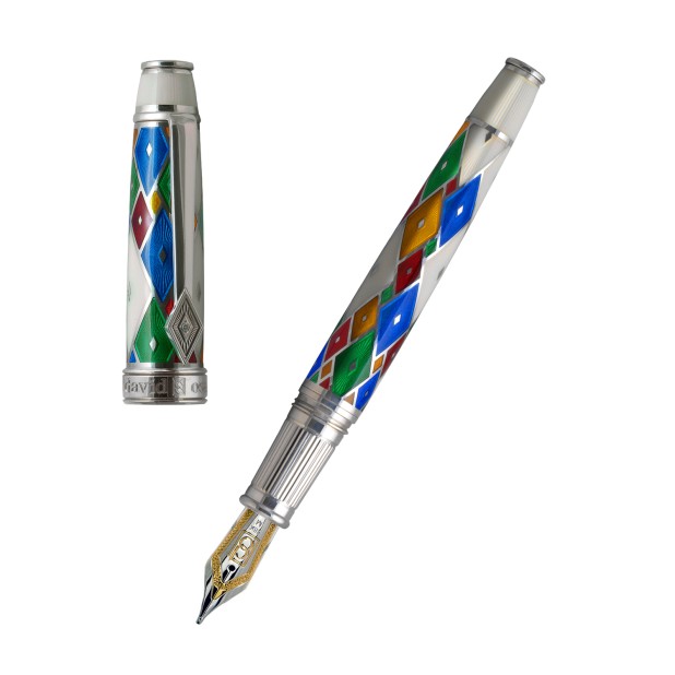 David Oscarson Harlequin Pearl White ST Fountain pen