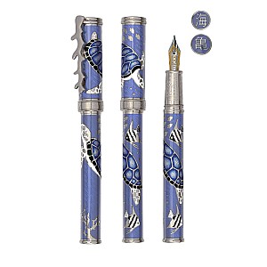 David Oscarson Sea Turtles Pale Blue with Ocean Blue Turtles ST Fountain pen