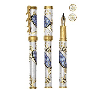 David Oscarson Sea Turtles White with Ocean Blue Turtles GT Fountain pen
