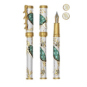 David Oscarson Sea Turtles White with Teal Turtles GT Fountain pen