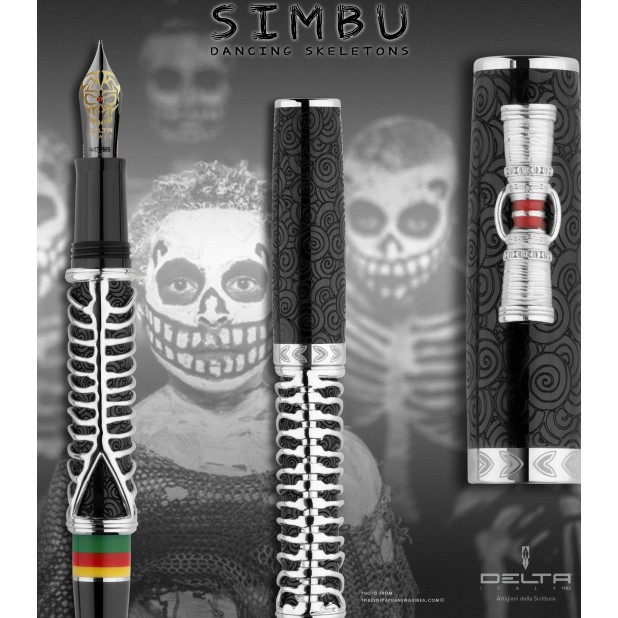 Delta Indigenous Simbu Black Sterling Silver LE ST Pluma Estilográfica