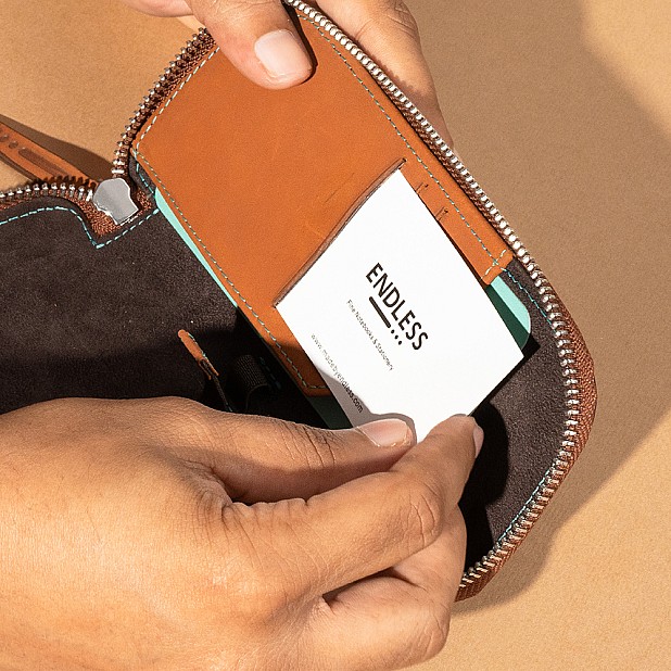 Endless Companion Brown Adjustable Pen Pouch (Double)