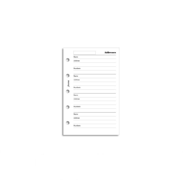 Filofax Vulling Mini Wit Adres Notitiepapier