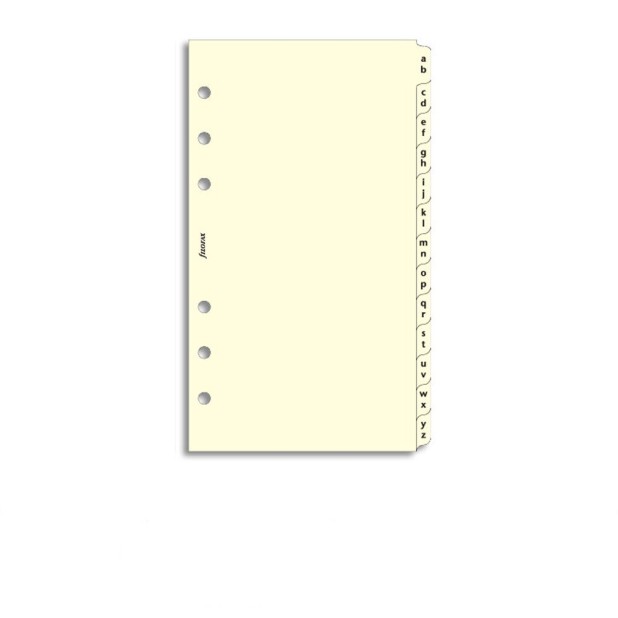Filofax Refill Personal Cream Alphabetical Index 2 Letters