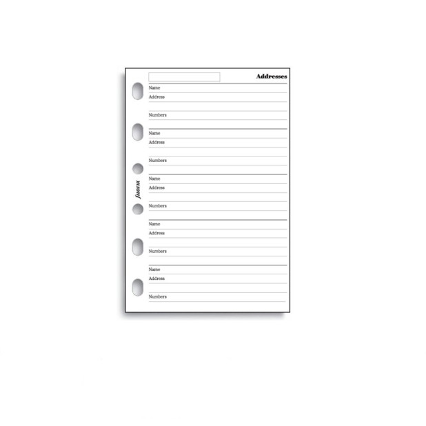 Filofax Refill Pocket White Address Notepaper
