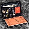 Galen Leather Compendium Bag Black A4 Zippered Folio Organizer