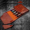 Galen Leather Legacy Deep Cognac TwinFlip Pen Pouch (Fivefold)