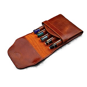 Galen Leather Legacy Deep Cognac TwinFlip Pen Pouch (Fivefold)