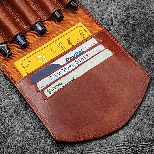 Galen Leather Legacy Deep Cognac TwinFlip Pen Pouch (Fivefold)