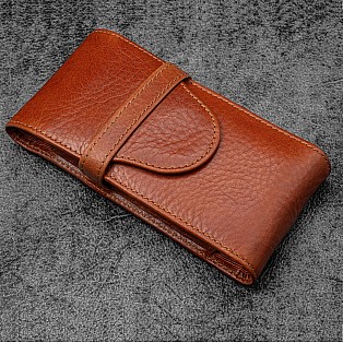 Galen Leather Legacy Deep Cognac TwinFlip Pen Pouch (Triple)