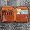 Galen Leather Legacy Zippered 6 Slots Deep Cognac Pen Case