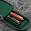 Galen Leather Magnum Opus Zippered 2 Slots Crazy Horse Forest Green Hard Pen Case