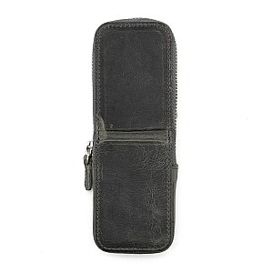 Galen Leather Magnum Opus Zippered 2 Slots Crazy Horse Smoky Hard Pen Case