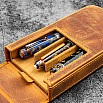 Galen Leather Magnum Opus 3 Slots Crazy Horse Brown Hard Pen Case