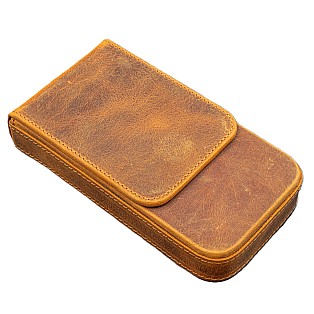 Galen Leather Magnum Opus 3 Slots Crazy Horse Brown Hard Pen Case