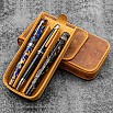 Galen Leather Magnum Opus 3 Slots Crazy Horse Brown Hard Pen Case