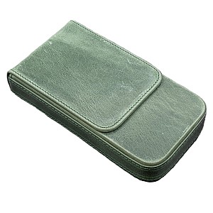 Galen Leather Magnum Opus 3 Slots Crazy Horse Forest Green Hard Pen Case