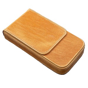 Galen Leather Magnum Opus 3 Slots Crazy Horse Honey Ochre Hard Pen Case