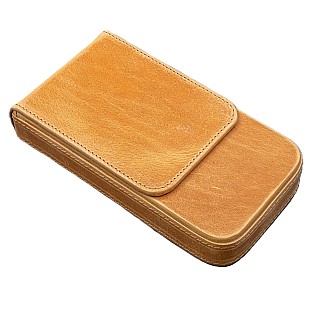 Galen Leather Magnum Opus 3 Slots Crazy Horse Honey Ochre Hard Pen Case