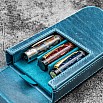 Galen Leather Magnum Opus 3 Slots Crazy Horse Ocean Blue Hard Pen Case