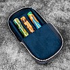 Galen Leather Magnum Opus Zippered 3 Slots Crazy Horse Navy Hard Pen Case