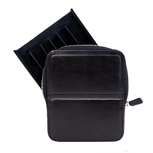 Galen Leather Magnum Opus Zippered 6 Slots Black Hard Pen Case