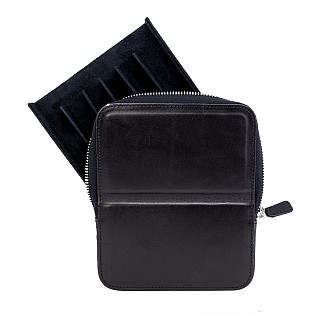 Galen Leather Magnum Opus Zippered 6 Slots Black Hard Pen Case