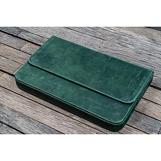 Galen Leather Magnum Opus 12 Slots Crazy Horse Forest Green Hard Pen Case