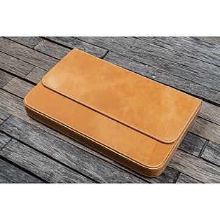 Galen Leather Magnum Opus 12 Slots Crazy Horse Honey Ochre Hard Pen Case