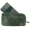 Galen Leather Slip-N-Zip 4 Slots Zippered Crazy Horse Fores Green Pen Pouch