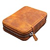 Galen Leather Crazy Horse Brown Zippered Expansi Pen Pouch (Tenfold)