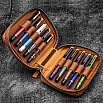 Galen Leather Crazy Horse Brown Zippered Expansi Pen Pouch (Tenfold)