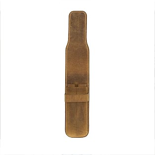 Galen Leather Crazy Horse Brown Flap Pen Pouch (Double)
