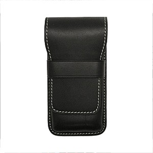 Galen Leather Black Flap Pen Pouch (Triple)