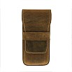 Galen Leather Crazy Horse Brown Flap Pen Pouch (Triple)