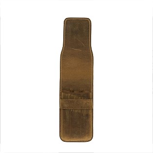 Galen Leather Crazy Horse Brown Flap Pen Pouch (Triple)