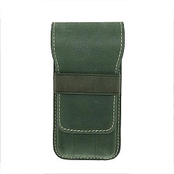 Galen Leather Crazy Horse Green Flap Pen Pouch (Triple)